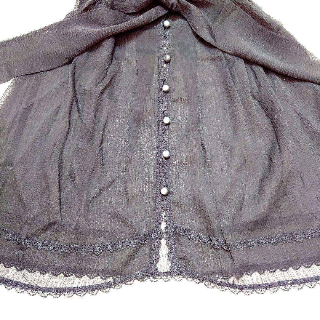 新品 タグ付き シフォン レースチュニック ブラック