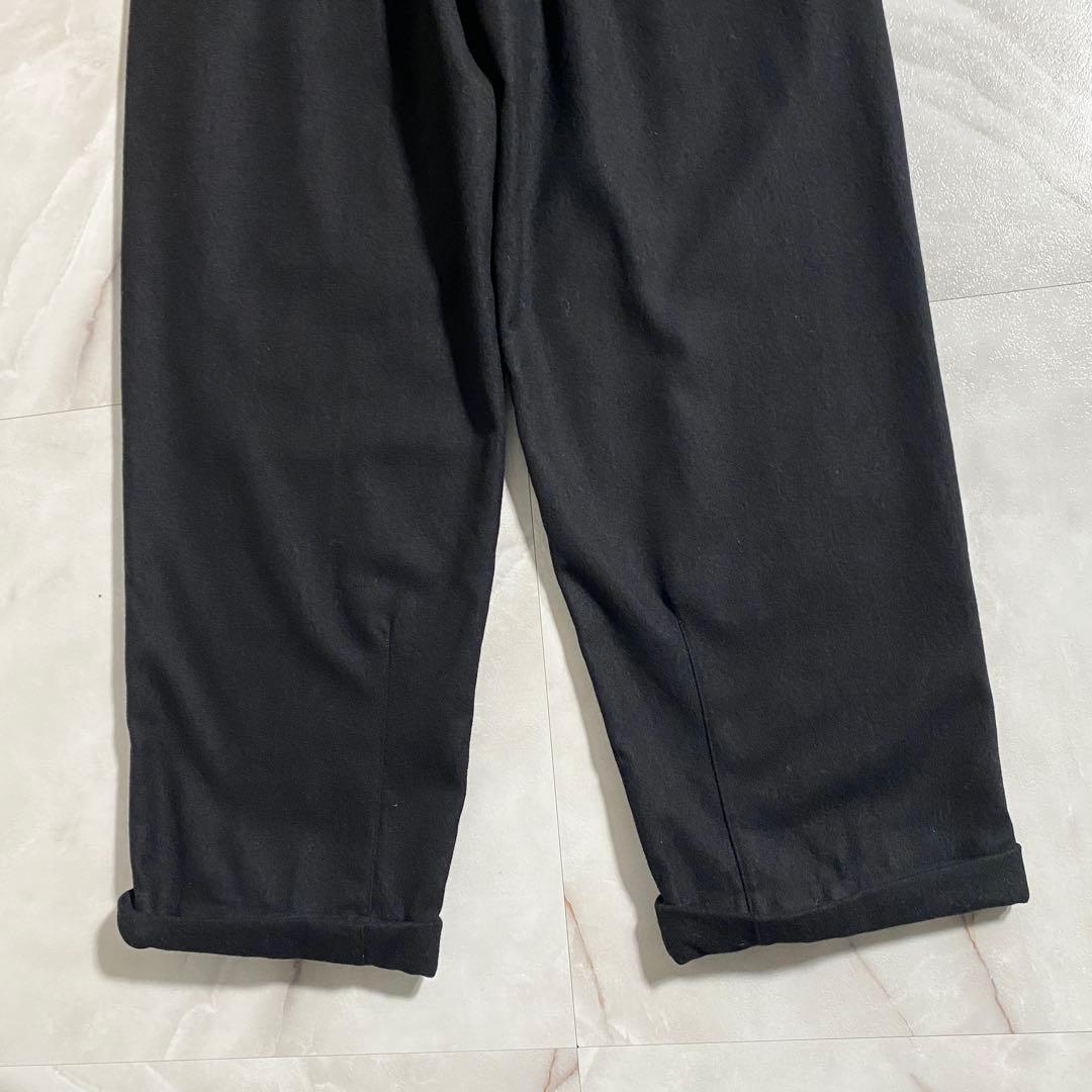 A18466 美品 パパス ウールフランネル2タックワイドスラックスパンツ 黒L