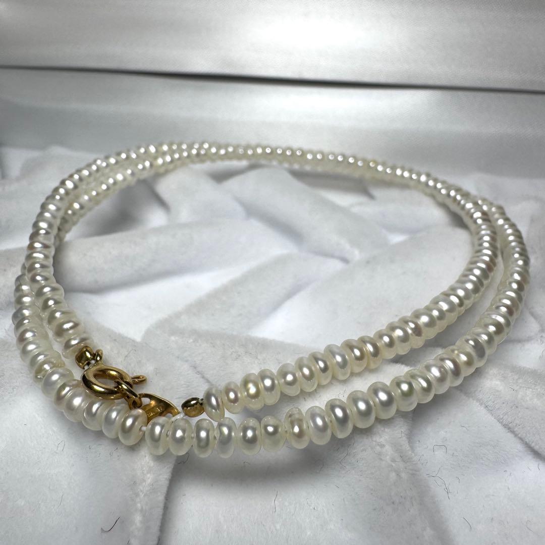 K18 750刻印 本真珠 ベビーパール ネックレス 3.2mm 41.5cm