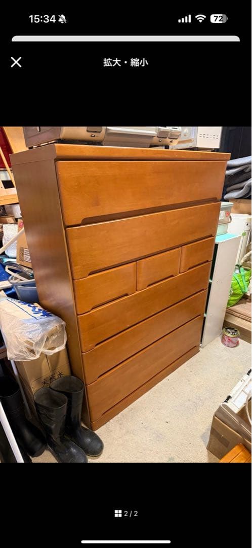 ブラウン木製チェスト 6引き出し