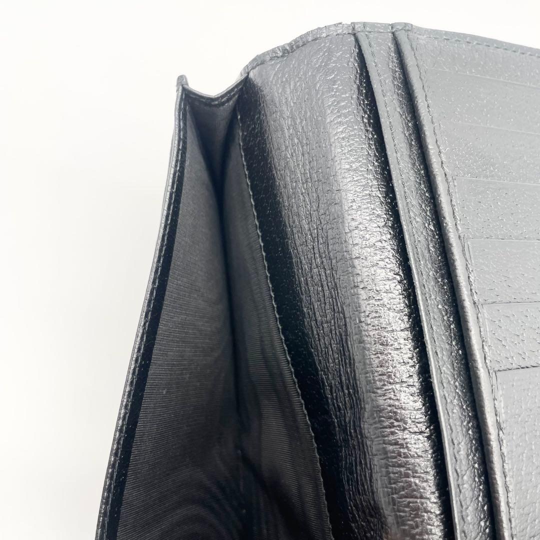 GUCCI マーモント　GGロゴ　長財布　レザー　ブラック