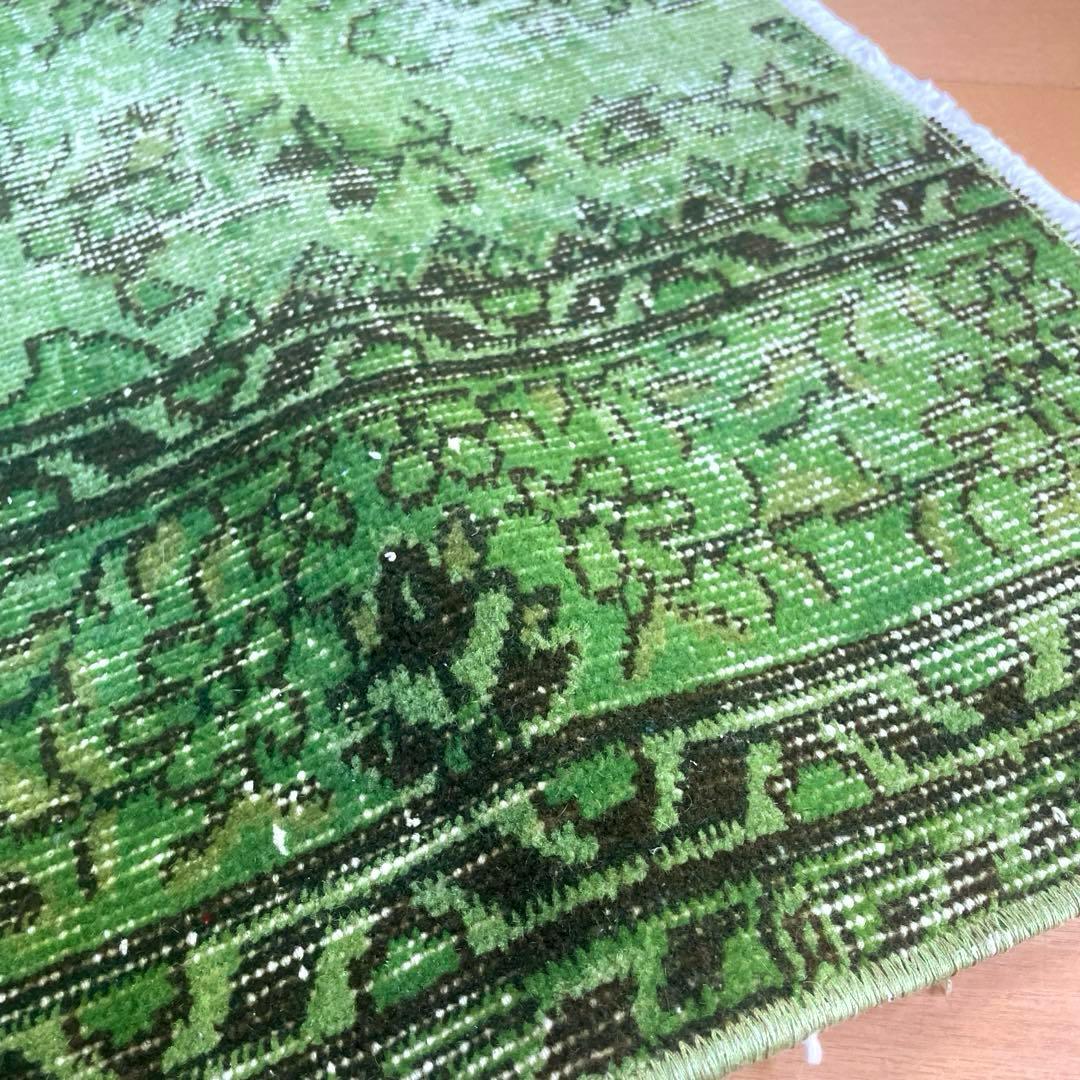 60×120ワサビグリーン　オーバーダイ　トルコあヴィンテージラグ