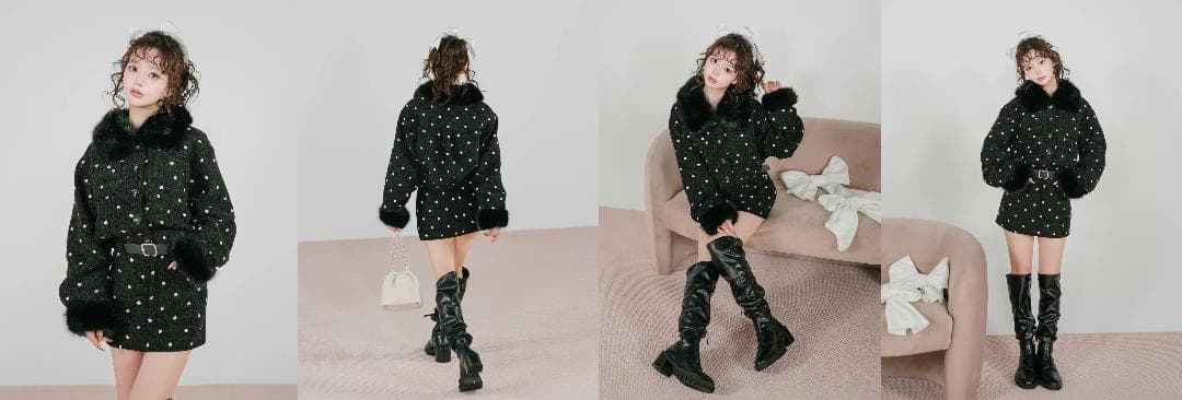 ダーリッチ darich ドットツイードベルトミニスカート ブラック BLK M