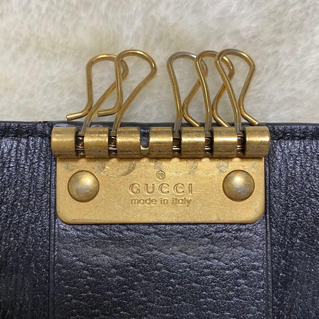 新品級✨グッチ　キーケース　アニマリエ　蜂　ビー　黒レザー　ゴールド金具
