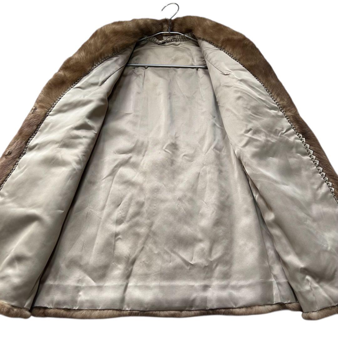 美品 パステルミンク リアルファーコート 毛皮 毛並み◎ なめし柔らか 11号