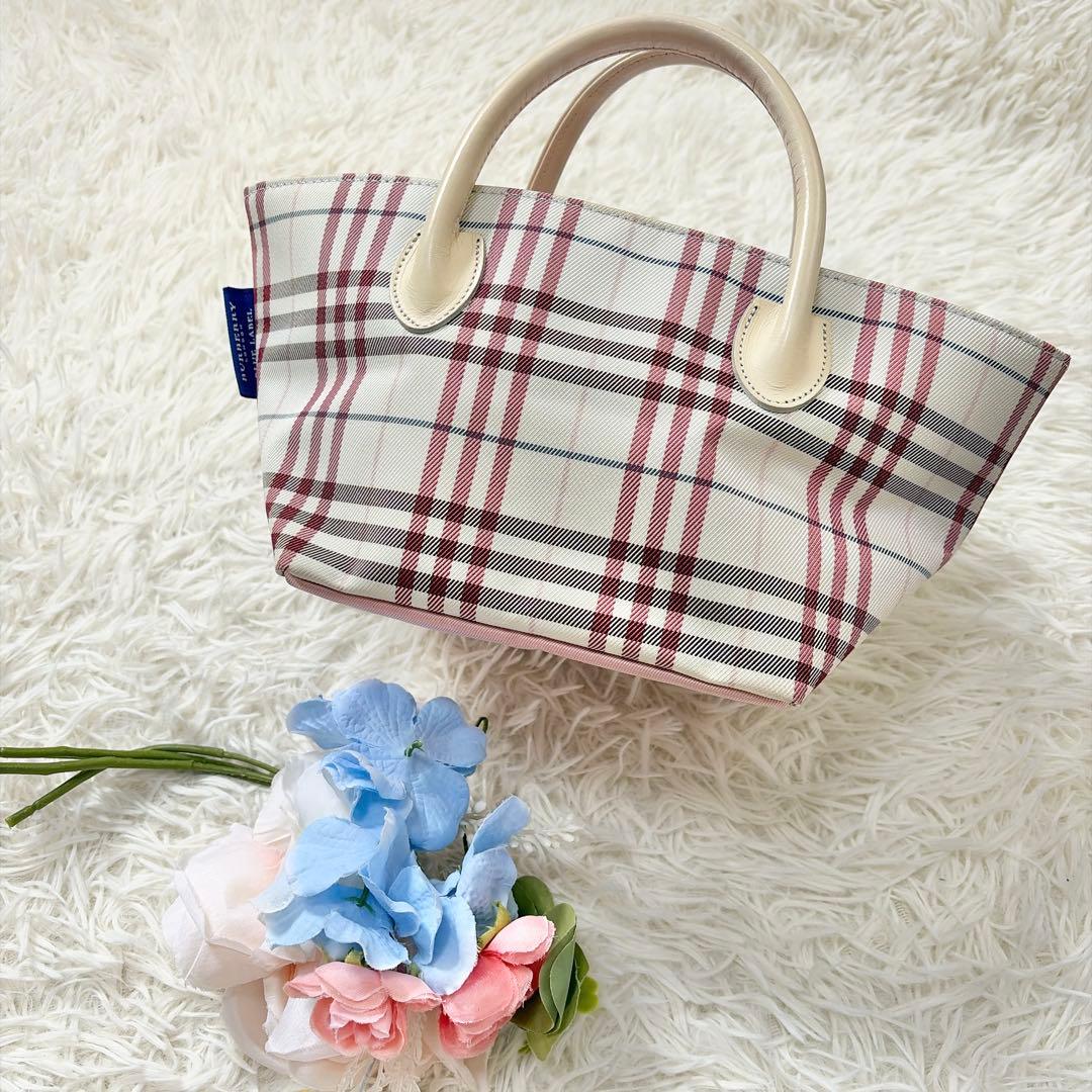 希少✨Burberry Blue Label ピンク 舟形 ミニトートバッグ