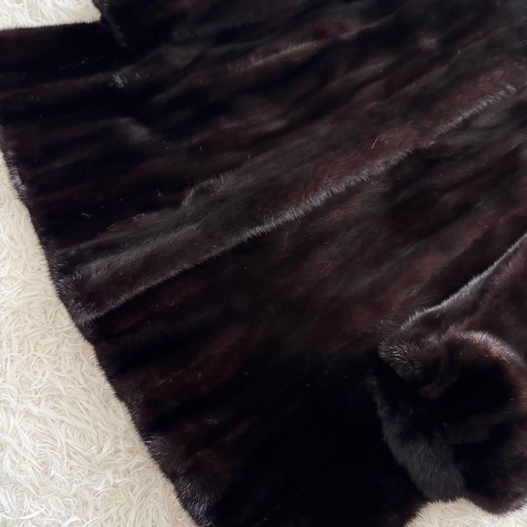 【ピエールバルマン】ミンクファーコート　毛皮 リアルファー　ダークブラウン