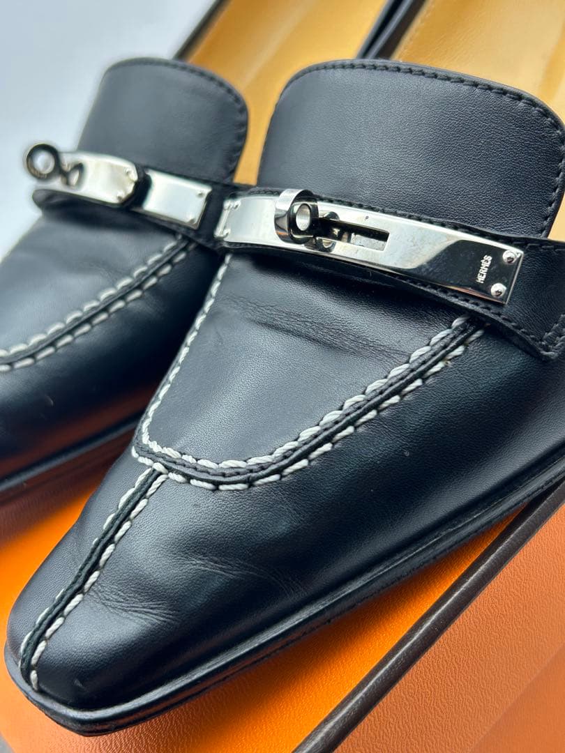 極美品 HERMES エルメス ケリーパンプス スクエアトゥ 23.5cm