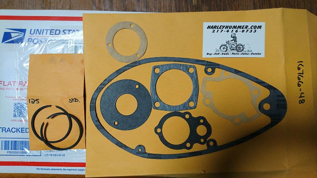 ハーレー ハマー 125cc用 パッキセット & ピストンリング セット