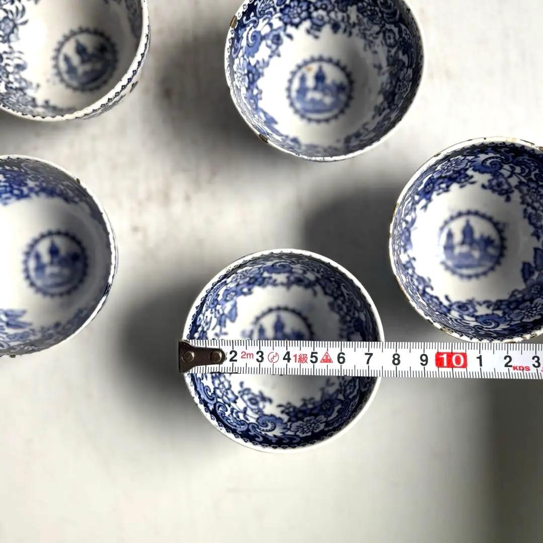 753 アンティーク オランダ デルフト焼 ティーボウル 煎茶椀 5客 金継ぎ