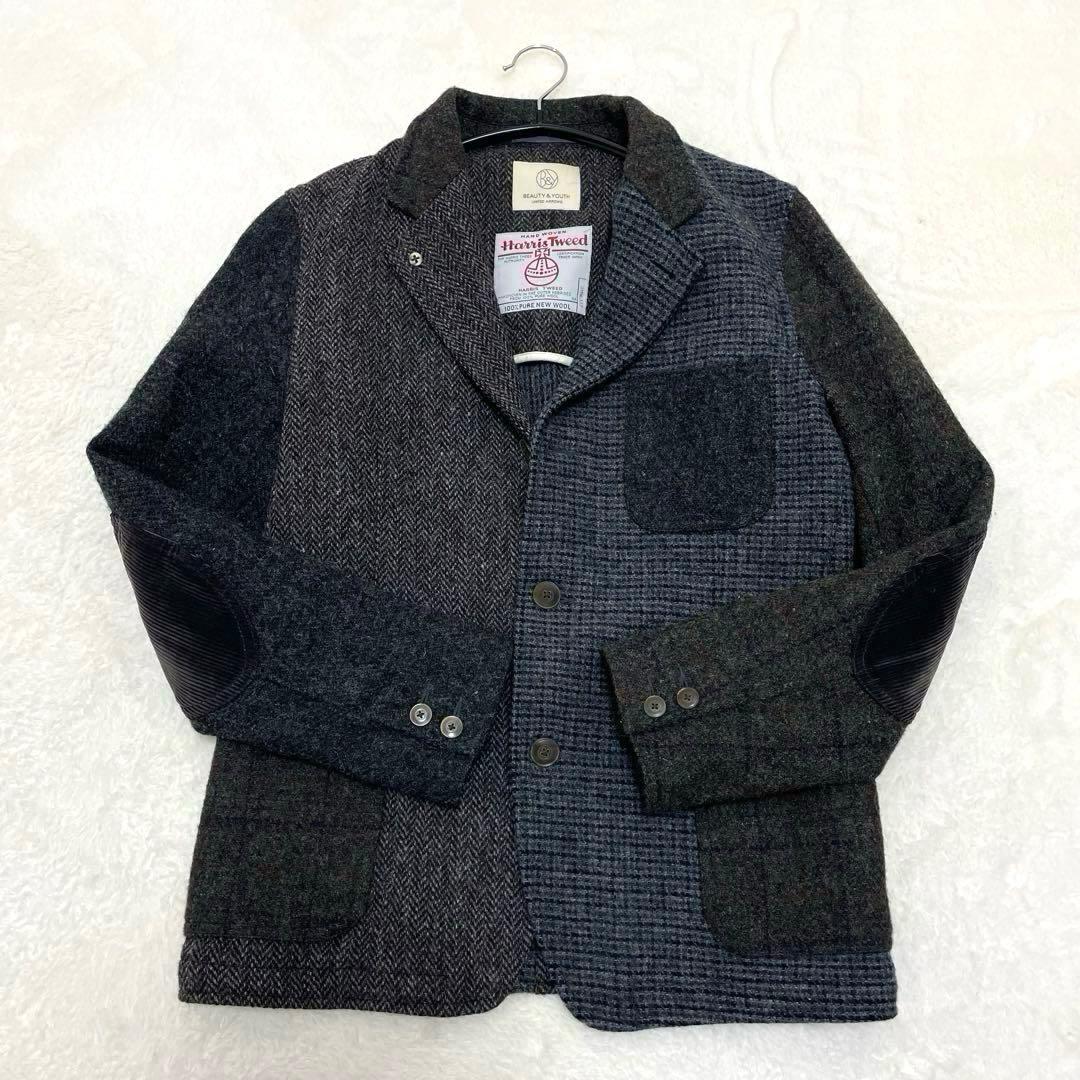 【美品】BEAUTY＆YOUTHハリスツイードクレージーパターンジャケットS