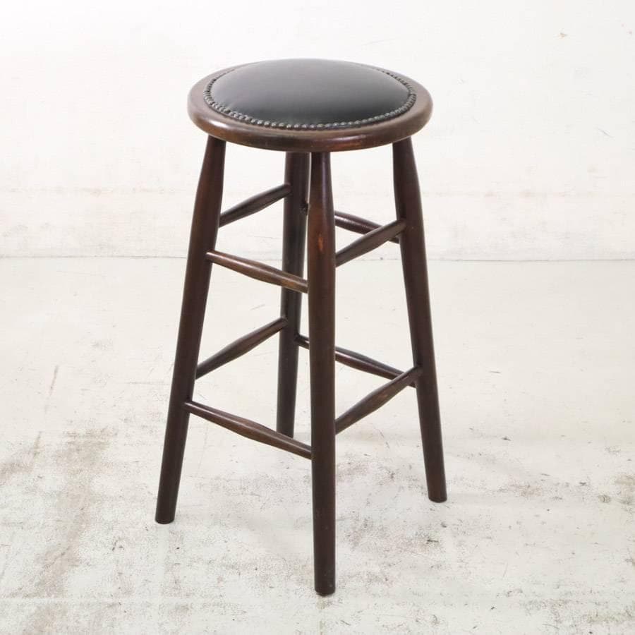 6脚まとめ買い2 ルーマニア製 ハイスツール ビーチ材 ブラック PVCレザー