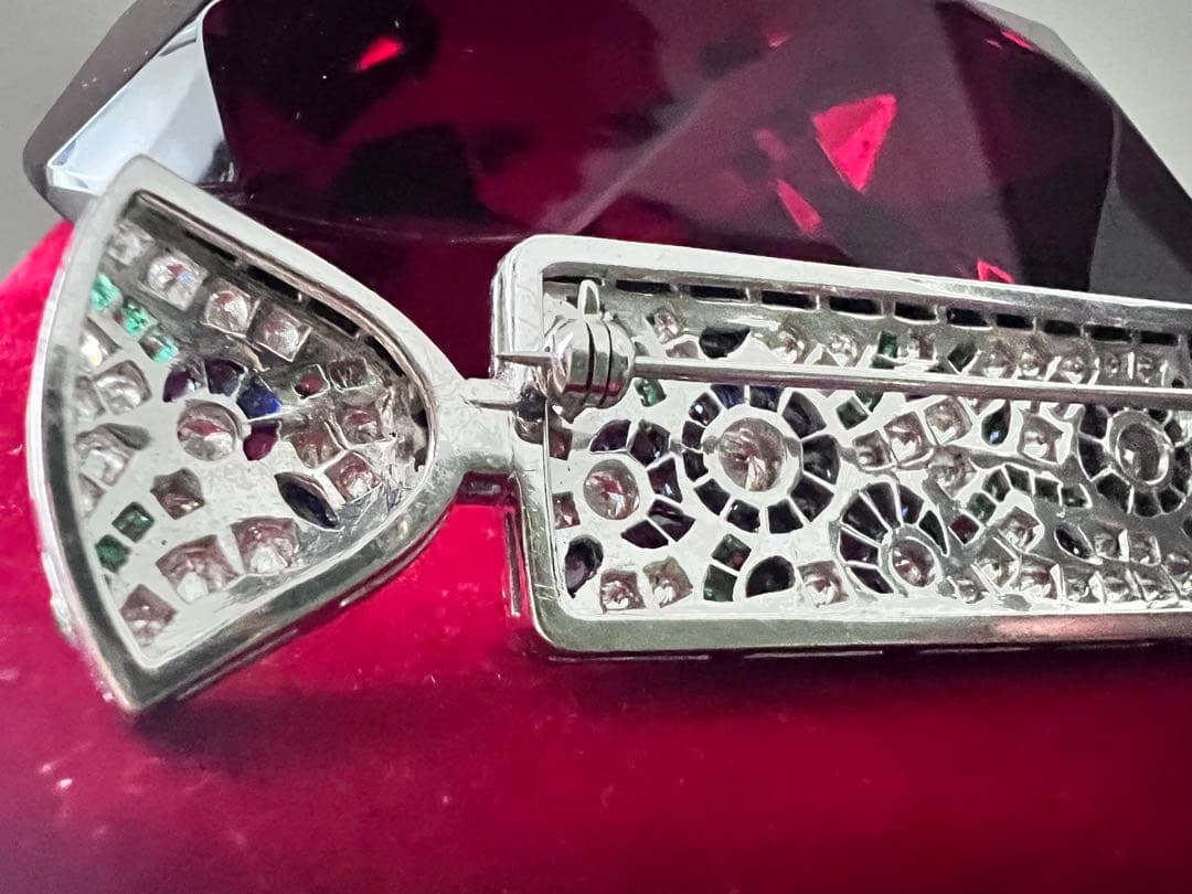 Vintage K18 WGダイヤモンド ブローチ Brooch 約19g