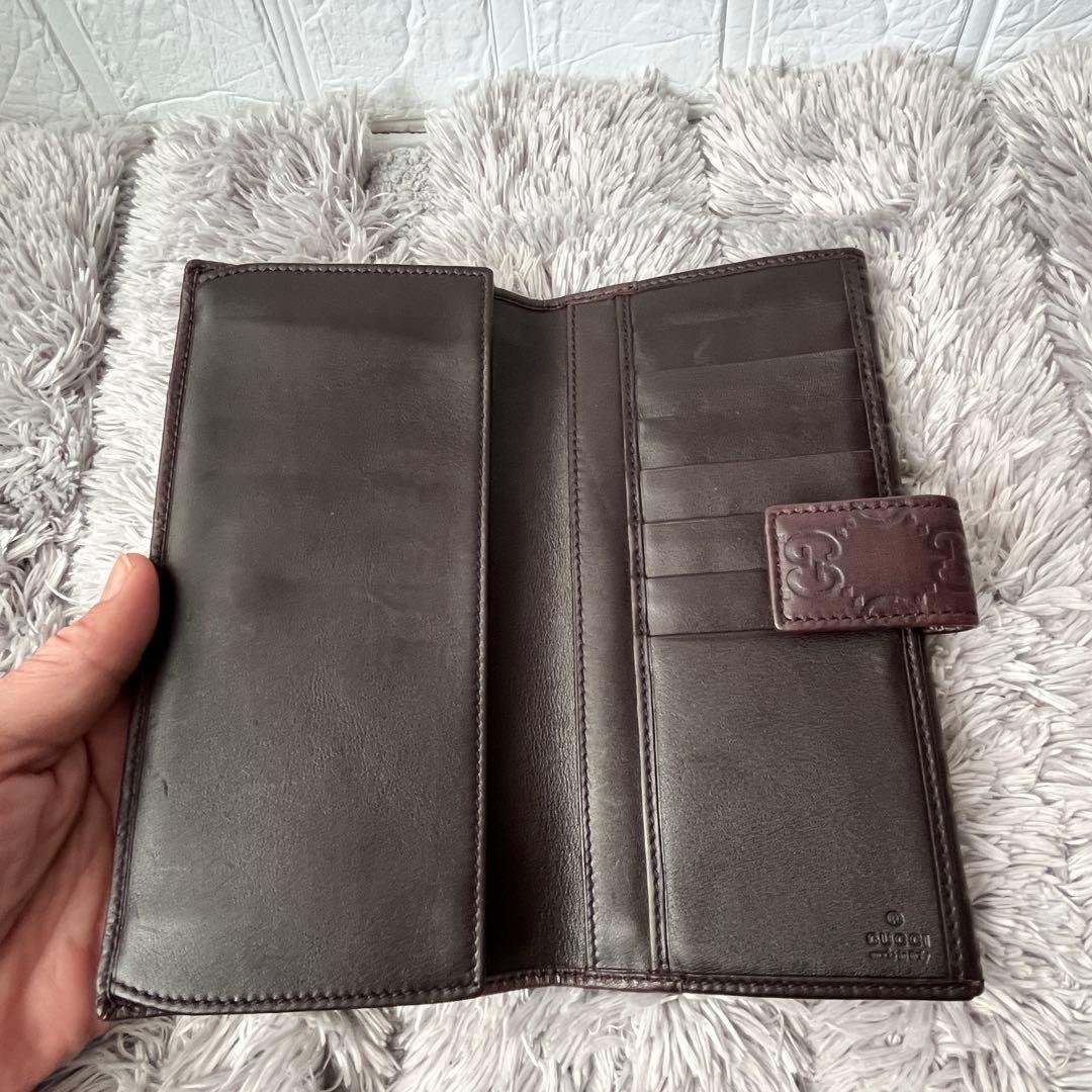 極美品✨GUCCI シマ　ダークブラウン　プリンシー　レザー　シルバーロゴ