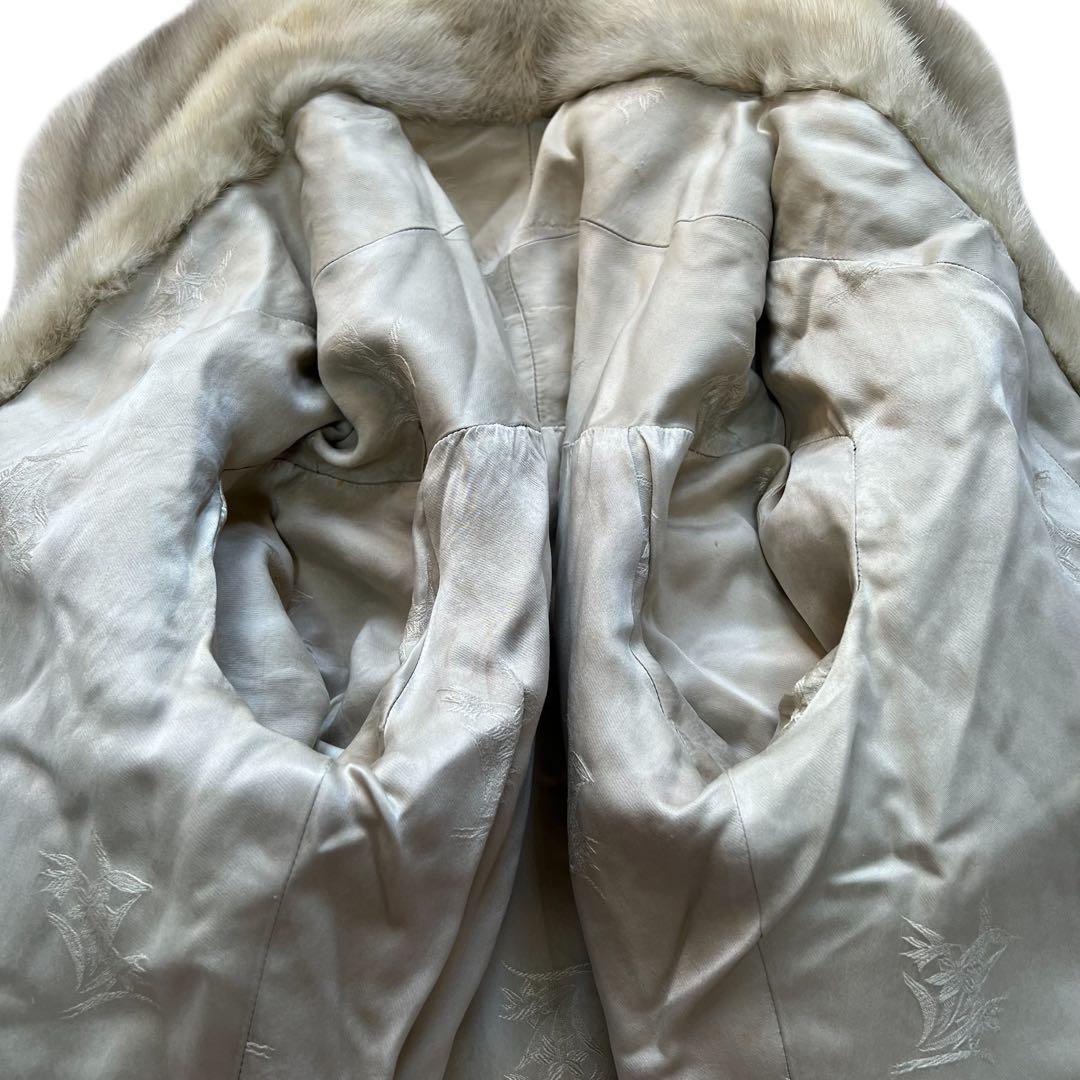 希少デザイン クロップド丈 クロスミンク パール リアルファーコート 本毛皮