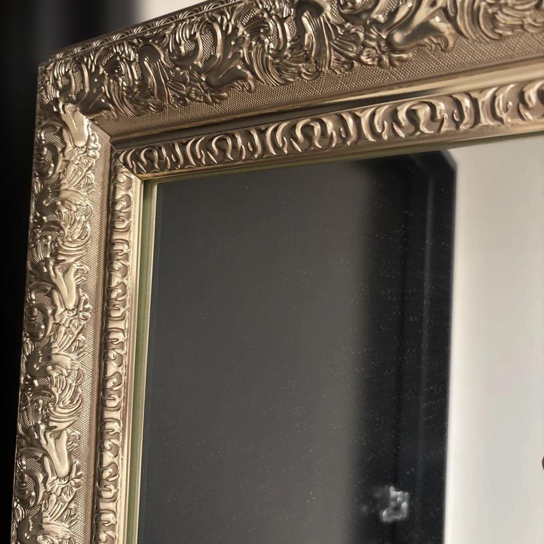 立て掛け　ジャンボ　ミラー　幅90㎝　鏡　全身　姿見　ガラス製　シャビーシック