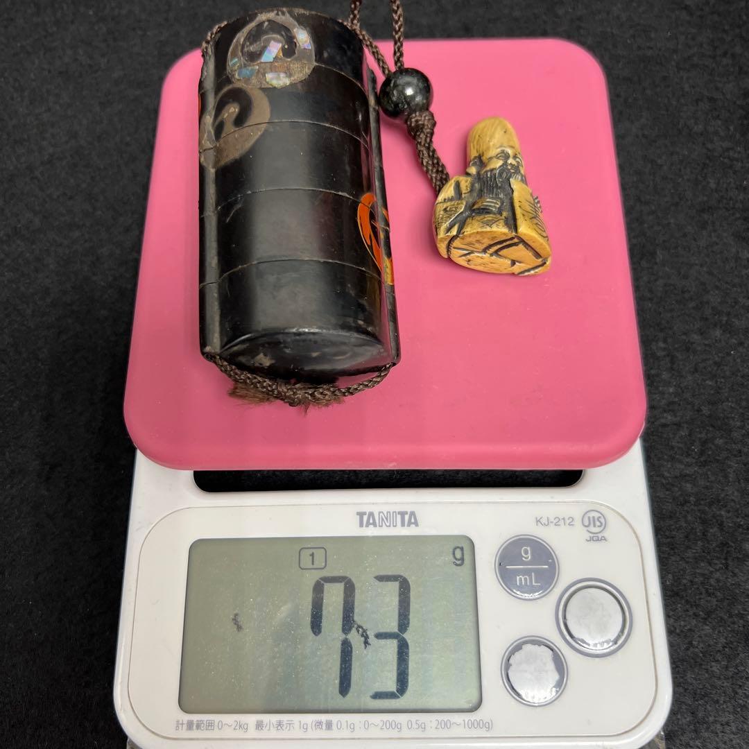 江戸時代　五段印籠、極上根付　73g 東Y7-1203☆2F