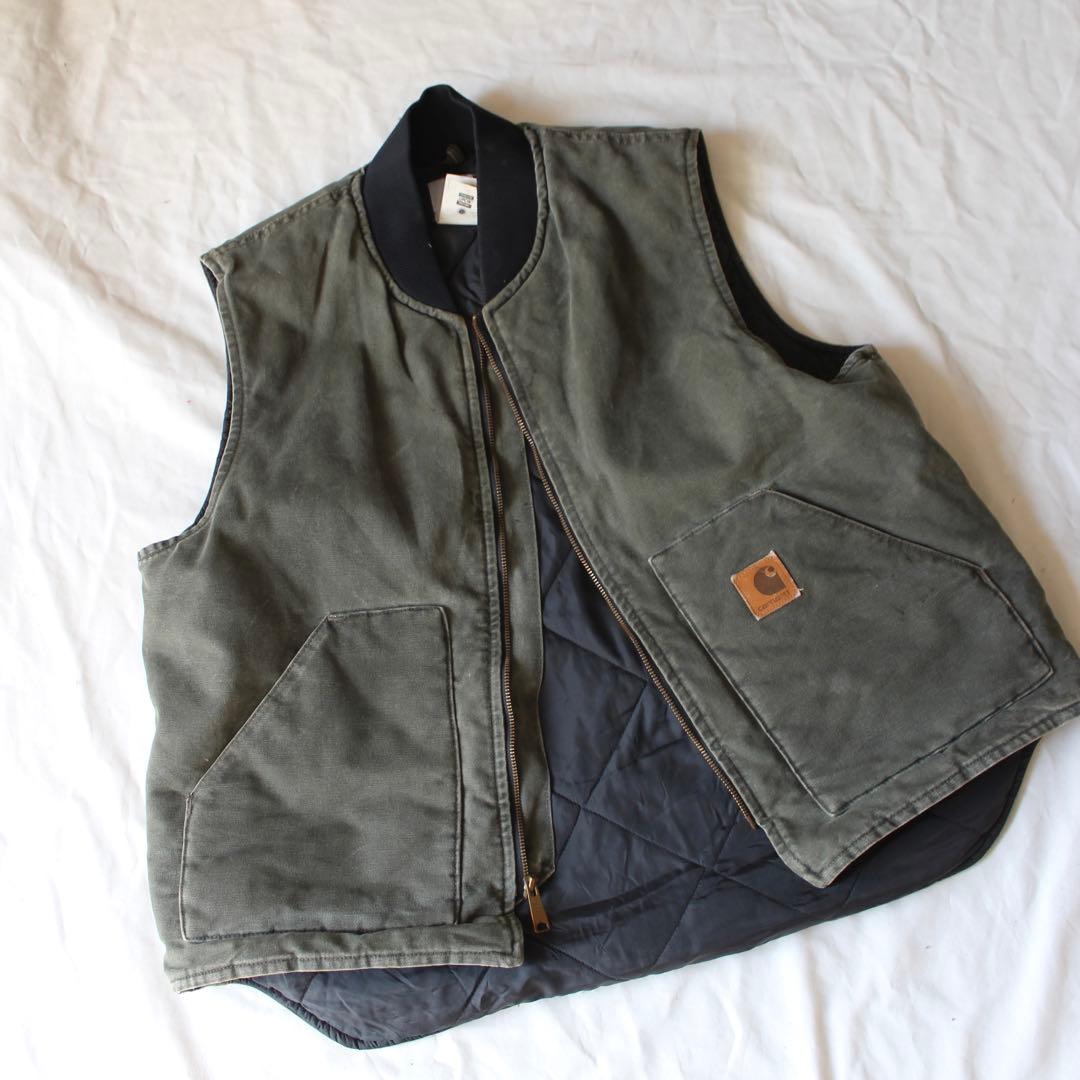 usa製 雰囲気系 Carhartt ダックベスト MOS モスグリーン XL