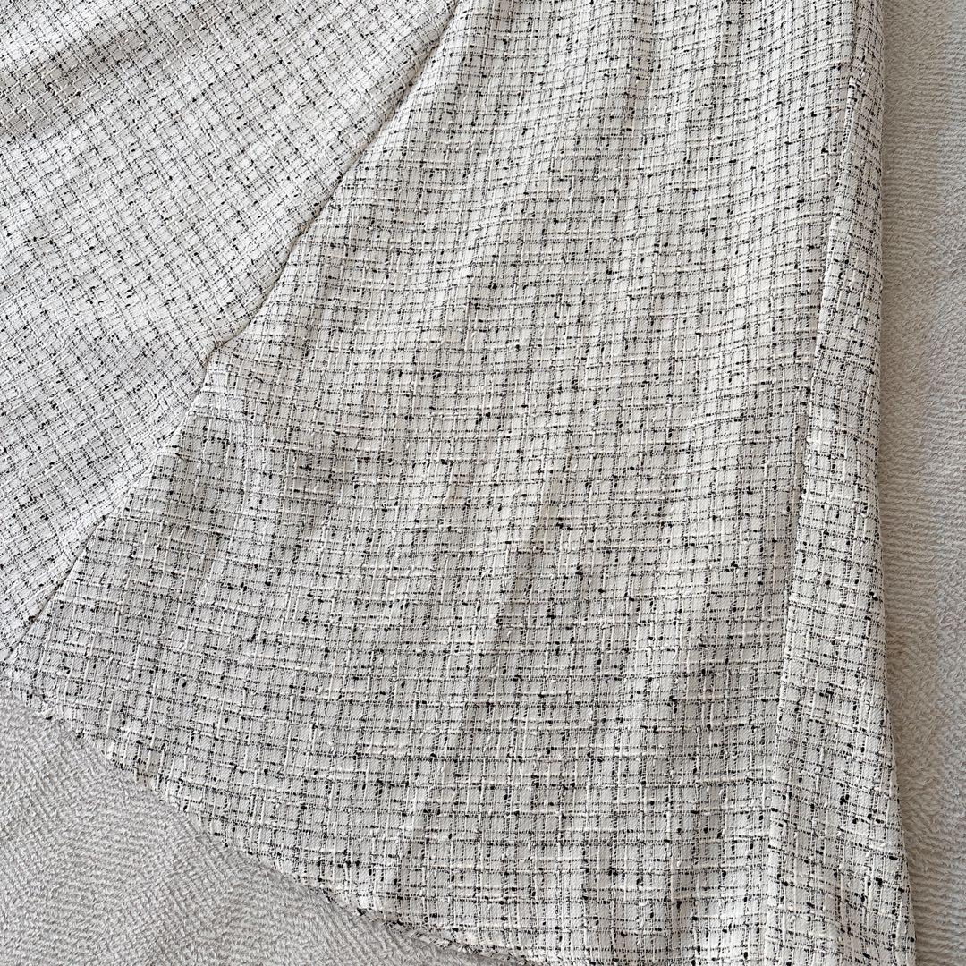 BEARDSLEY ビアズリー ツイードフレアワンピース 白 サイズS