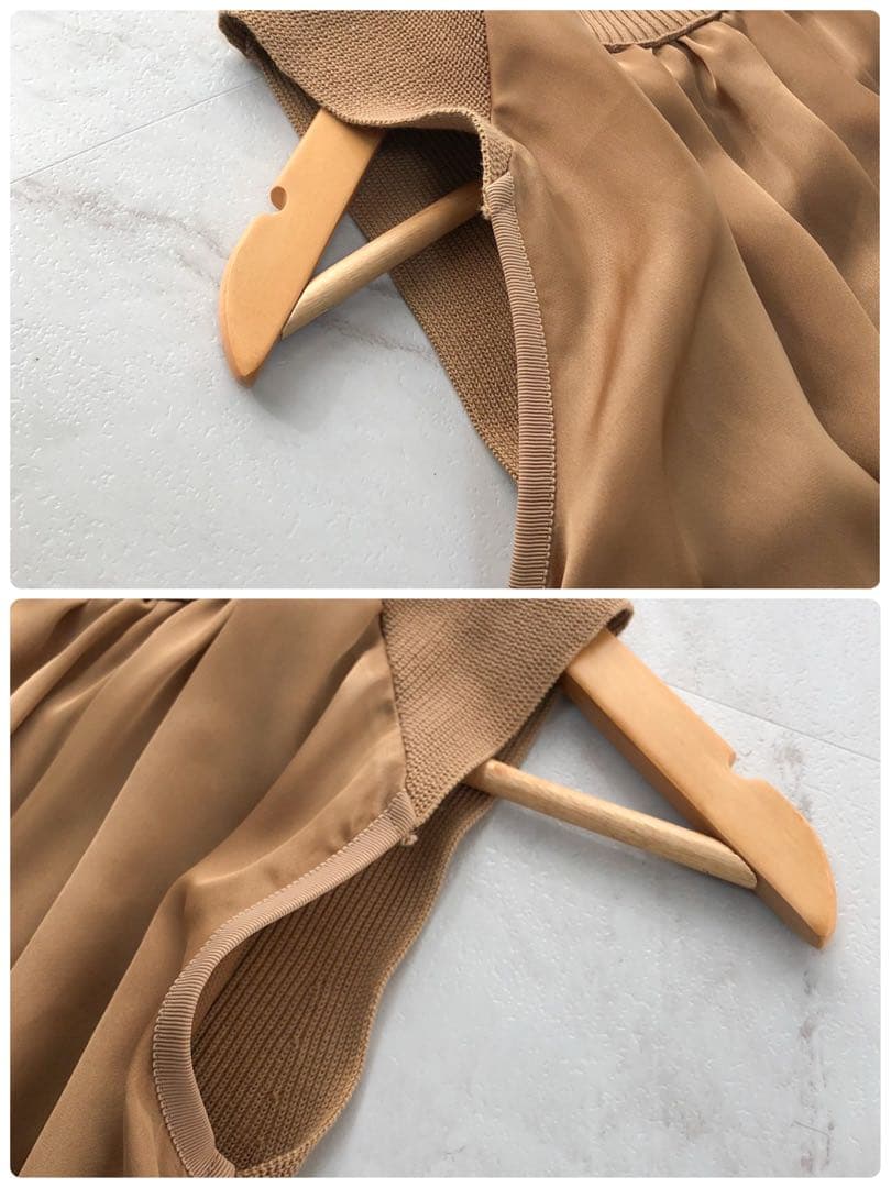 【希少 20SS】sacai ファブリックコンボドレスワンピース ベージュ 1