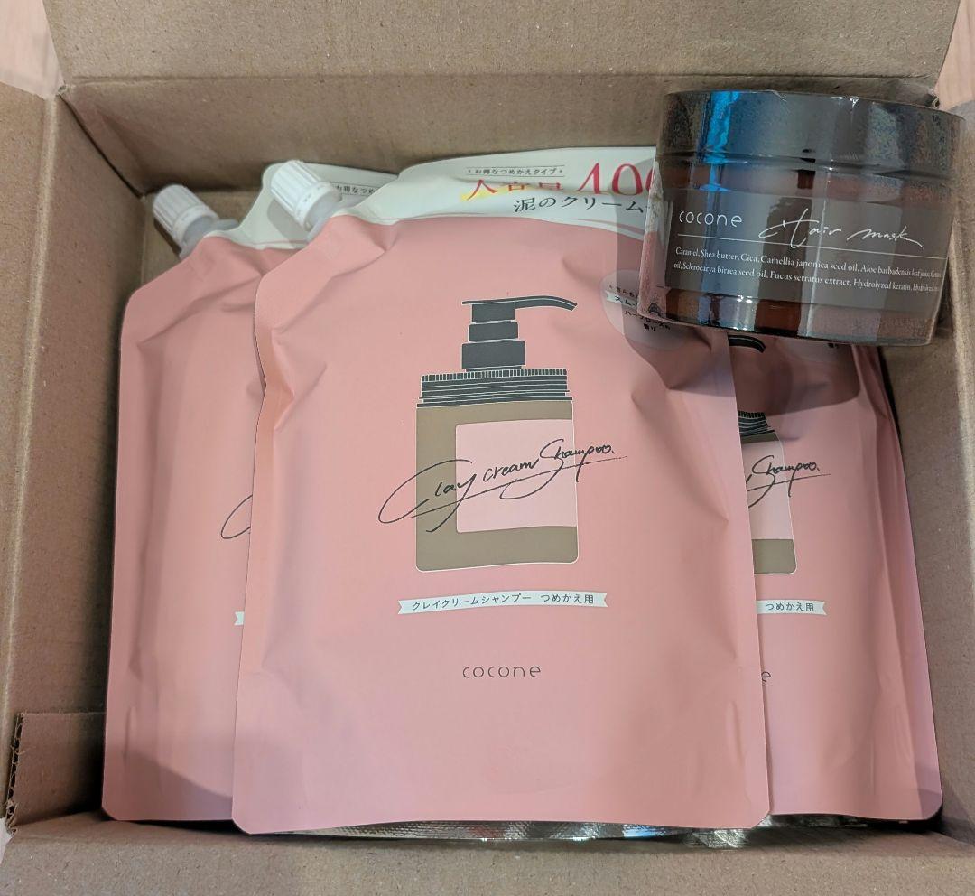 【４点セット】ココネ　クレイシャンプー　詰め替え　400×３パック　ヘアマスク