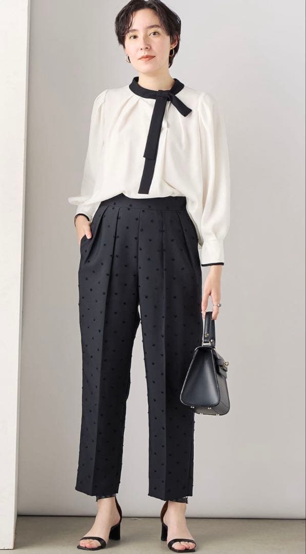 ★ノーリーズ★ ウォッシャブルドットツッキリツータックテーパードパンツ