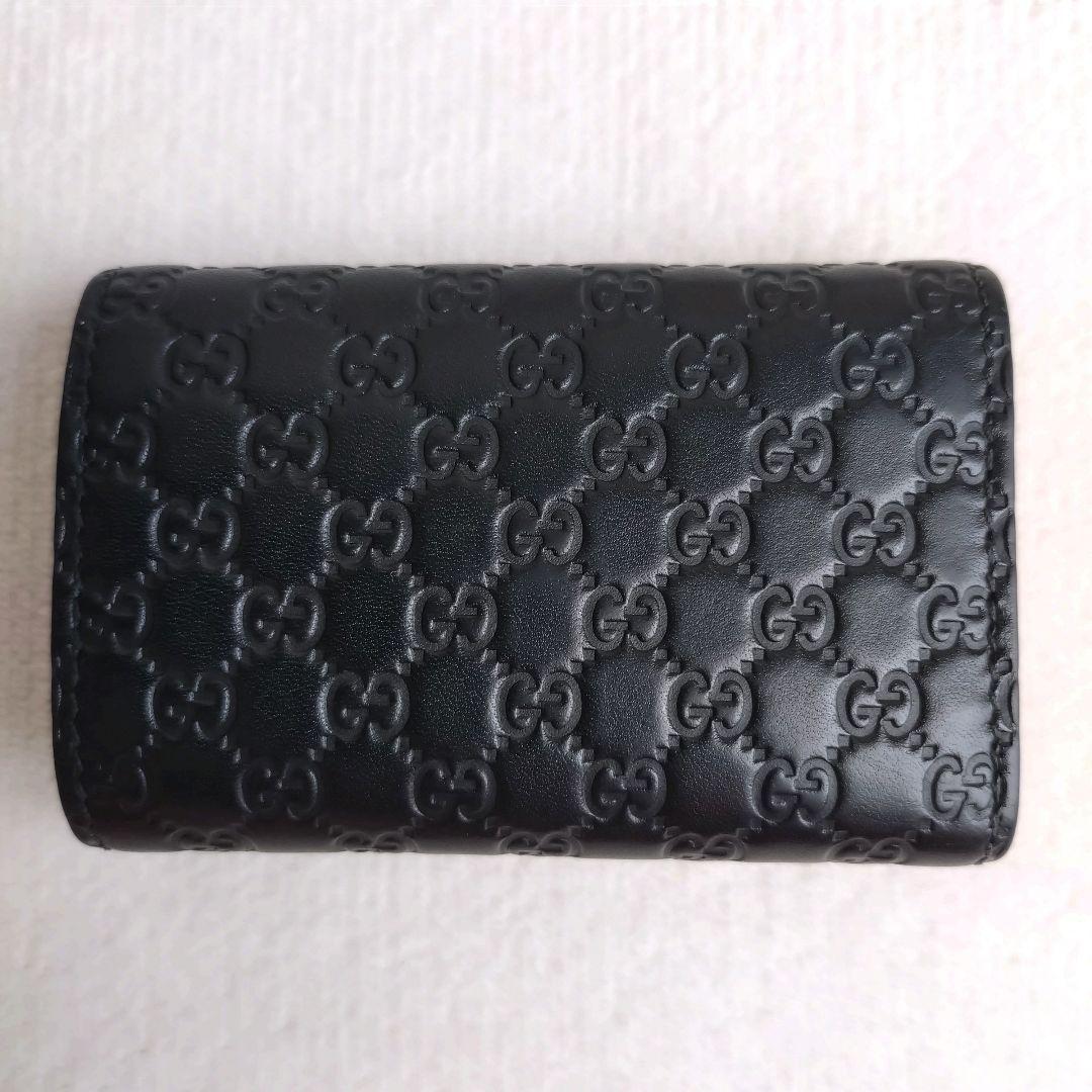 美品 GUCCI キーケース 6連 マイクロシマ レザーブラック
