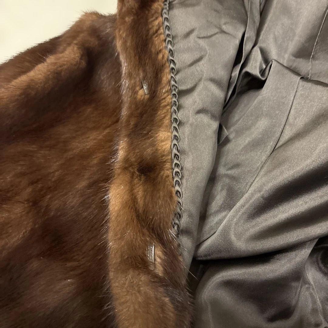 濃いめブラウン　柔らかい上質ミンクハーフコート　サイズ11号