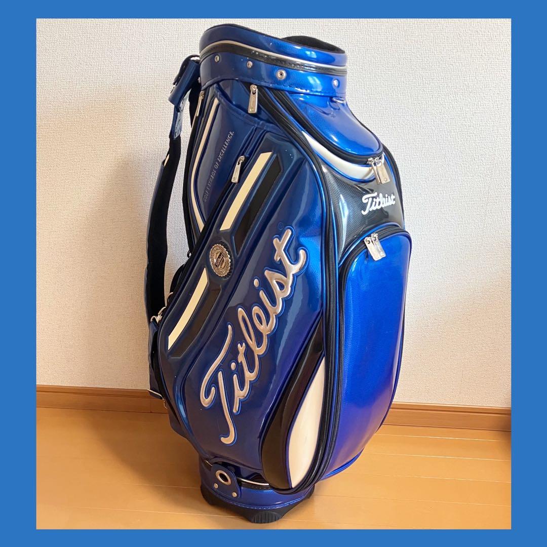 タイトリスト エナメルキャディバック　9.5インチ　青　ブルー