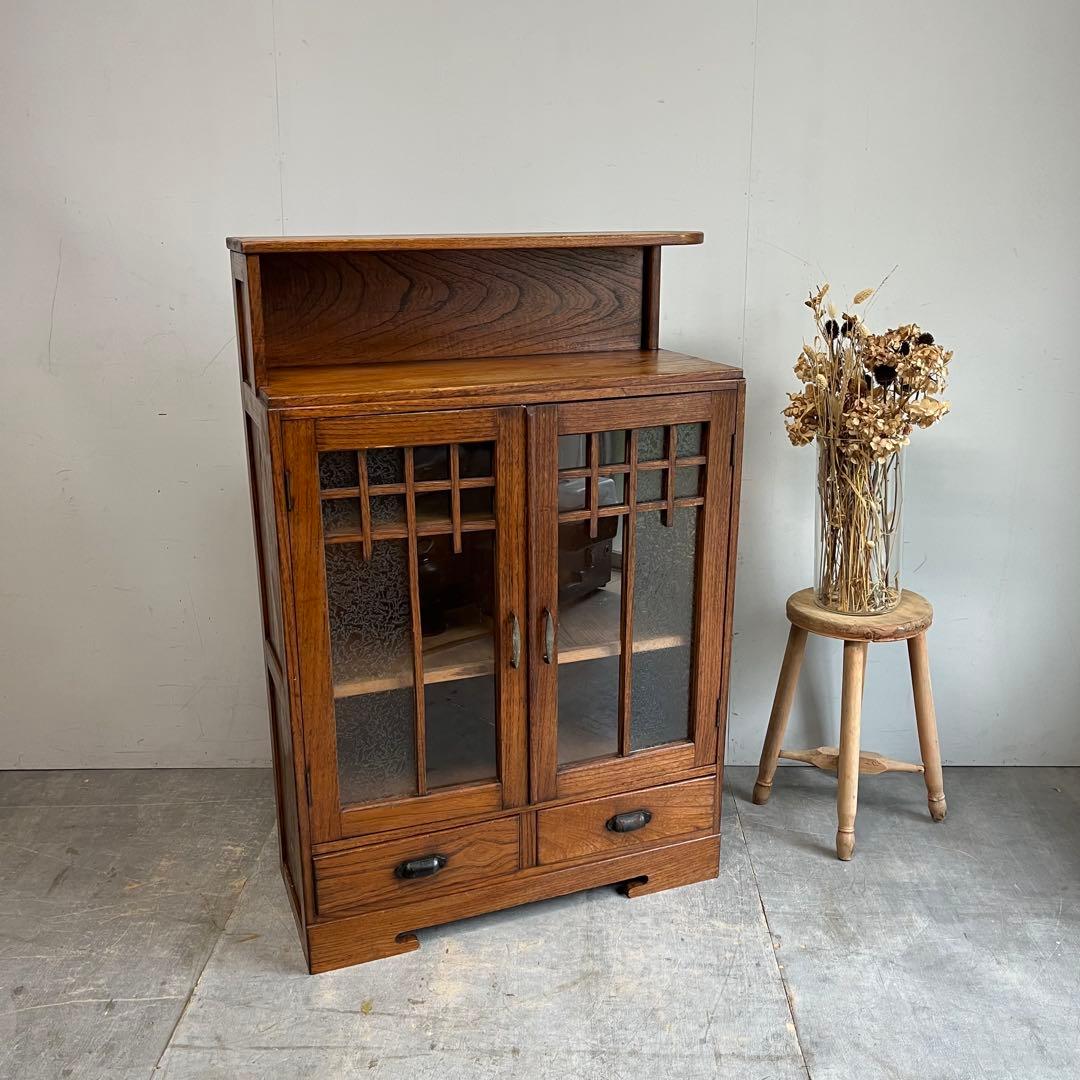 アンティーク ガラス戸棚 キャビネット 飾り棚 希少 z615