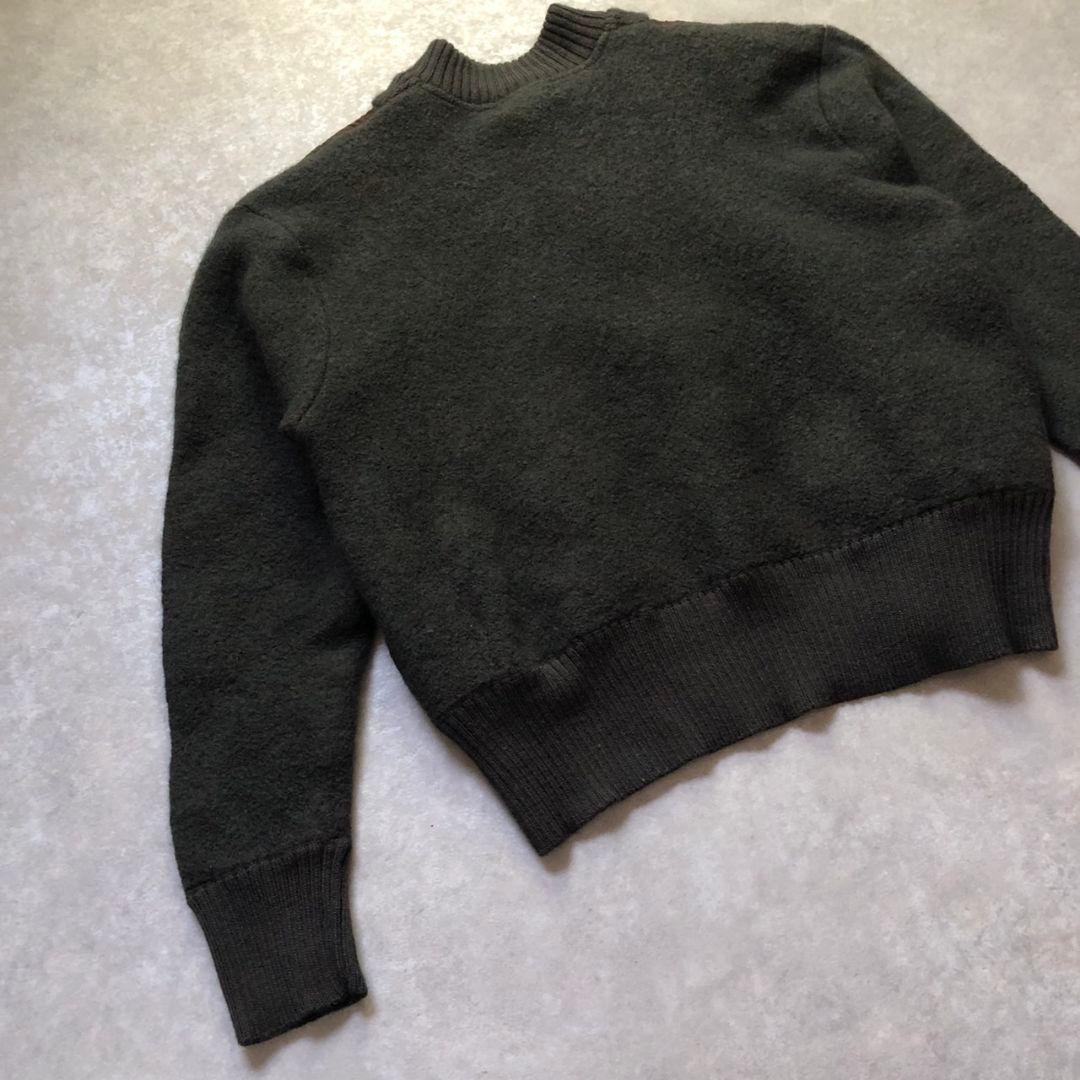 80sWoolrichウールリッチセーター ヘンリーネックパッチ付 緑 XL相当