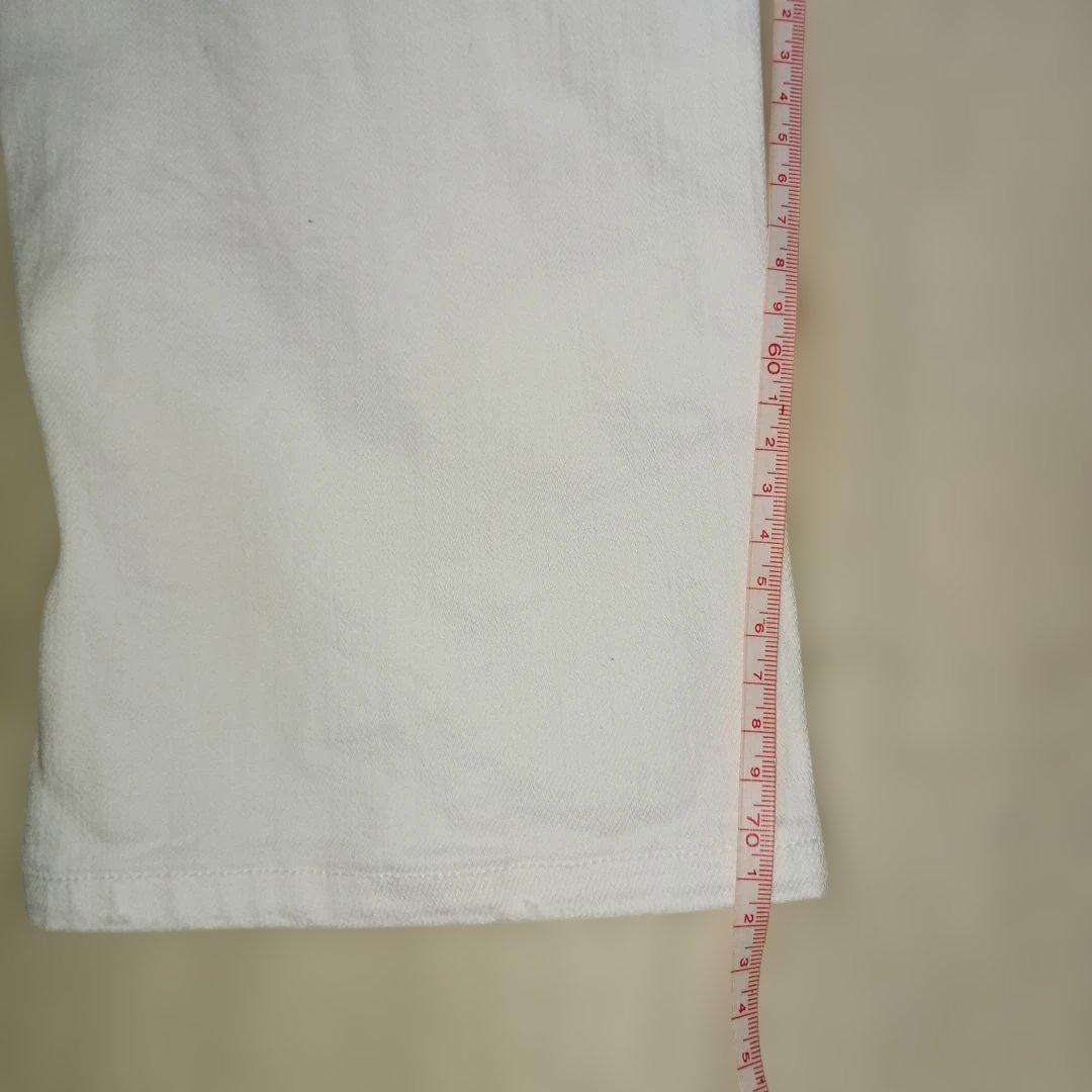 希少ホワイトスキニーデニム♪ウノピュー ダメージ加工♪刺繍ロゴ！ドローストリング