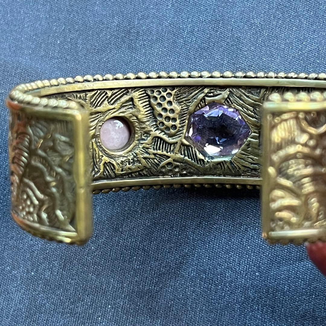 スティーブンデュエック ブロンズ　アメシスト、ラベンダージェイド　バングル