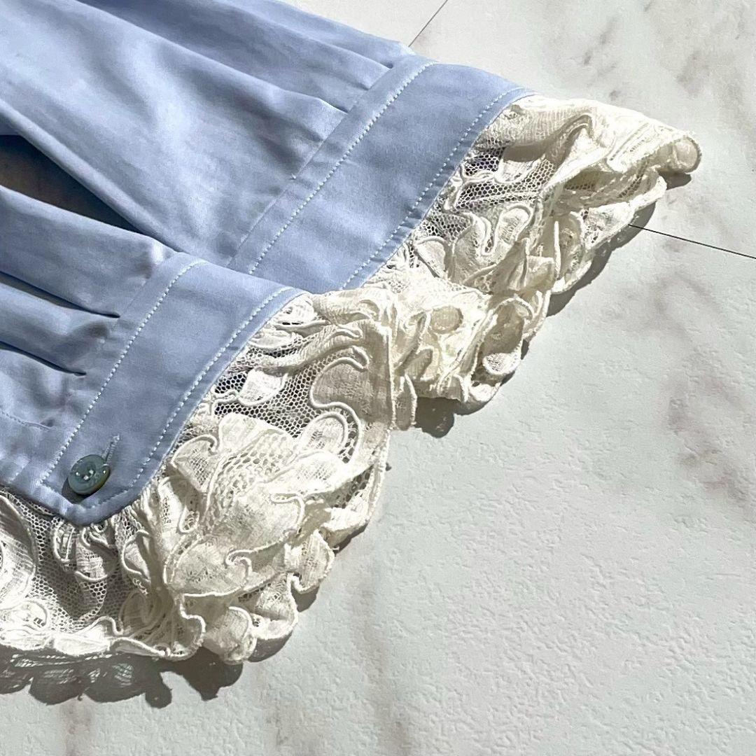 希少/リボンブローチ付き☆グッチ　長袖ブラウス　レース　38　イタリア製