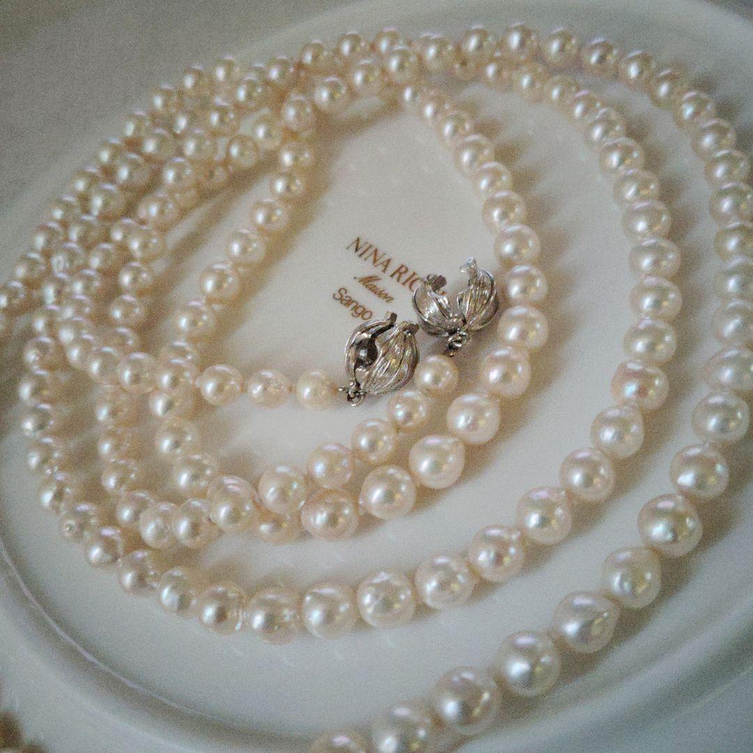 あこや真珠バロックパールロングネックレス　パックマンクラスプ　約123㌢前後