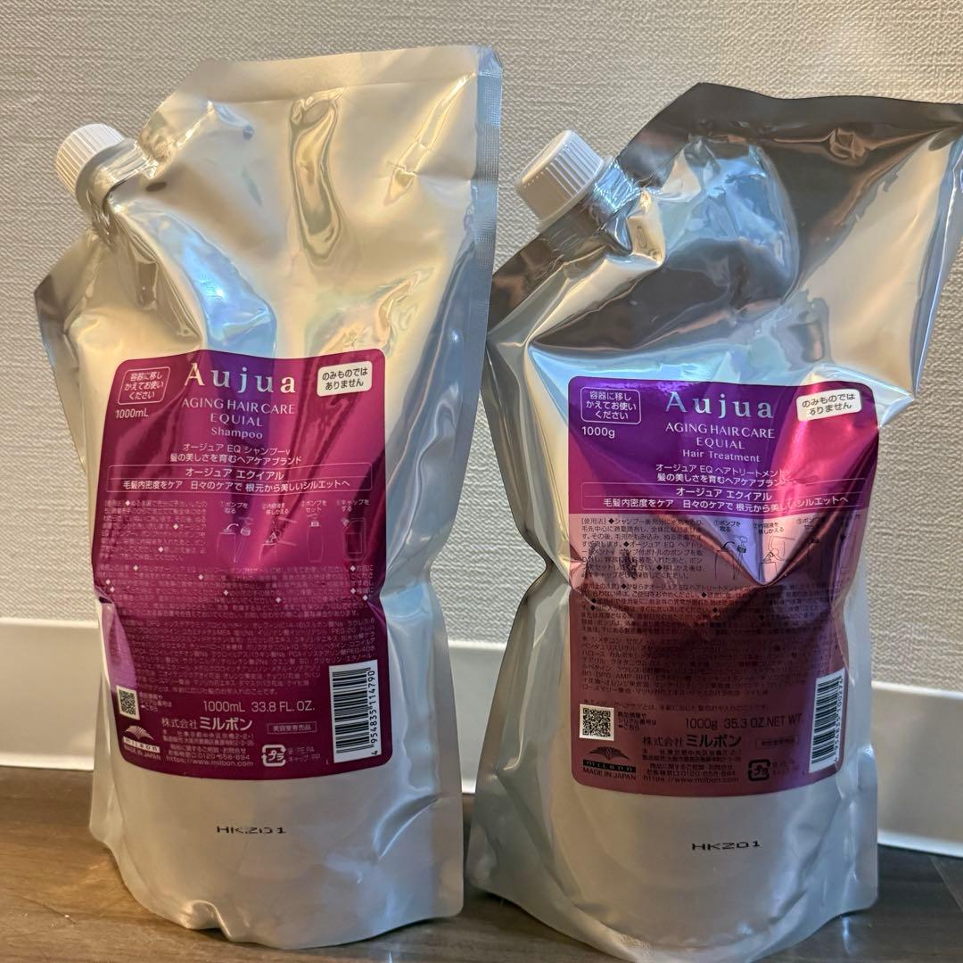 Aujua エクイアル シャンプー 1L、トリートメント 1kgのセット