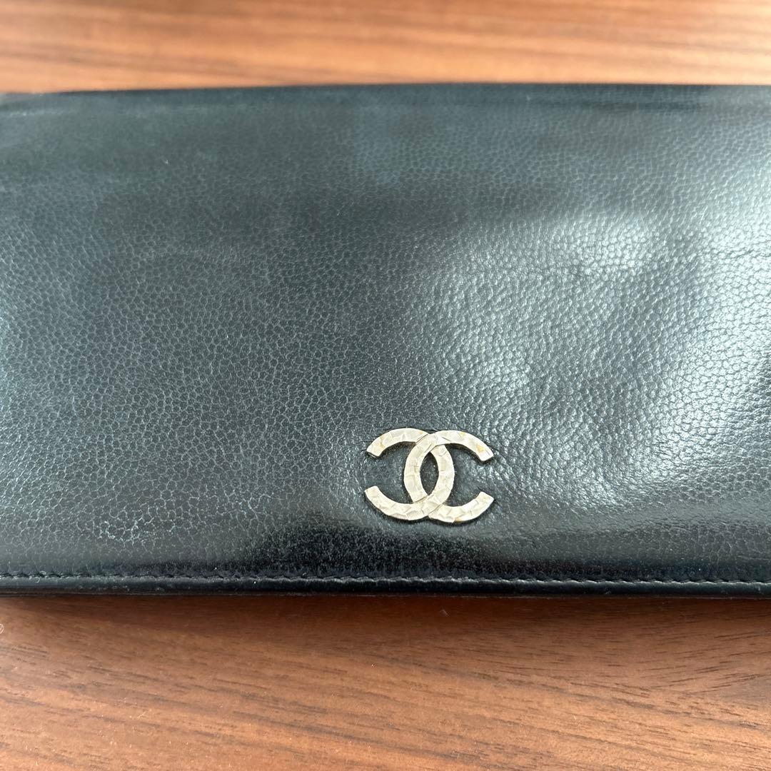 CHANELシャネル長財布/黒/箱ギャランティカード付