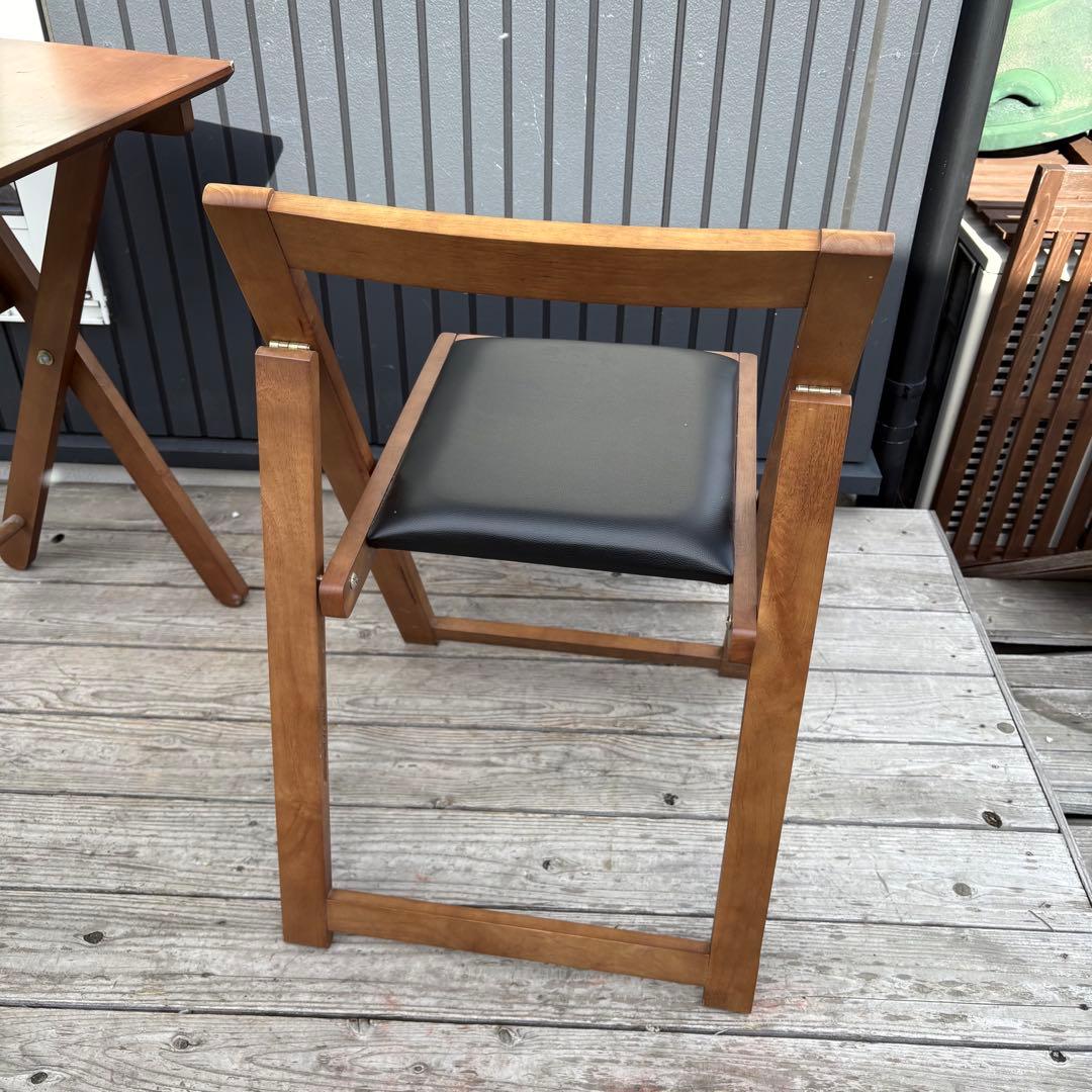 北欧レトロ オーヤマ 木製 折りたたみテーブル 折りたたみチェア セット 古家具