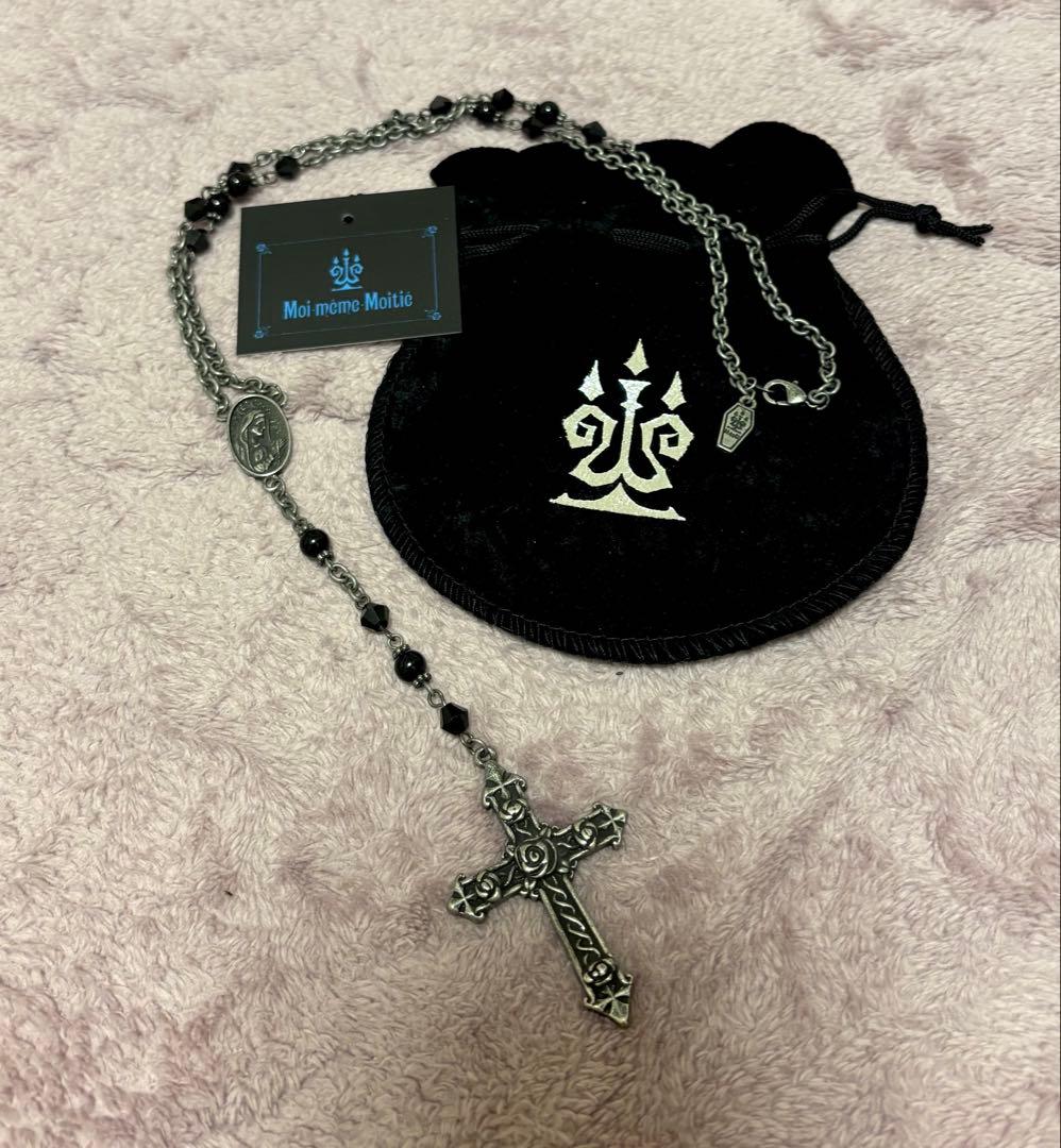モワティエ ローズ十字架ロザリオネックレス 保護袋＆タグ付 送料込 美品
