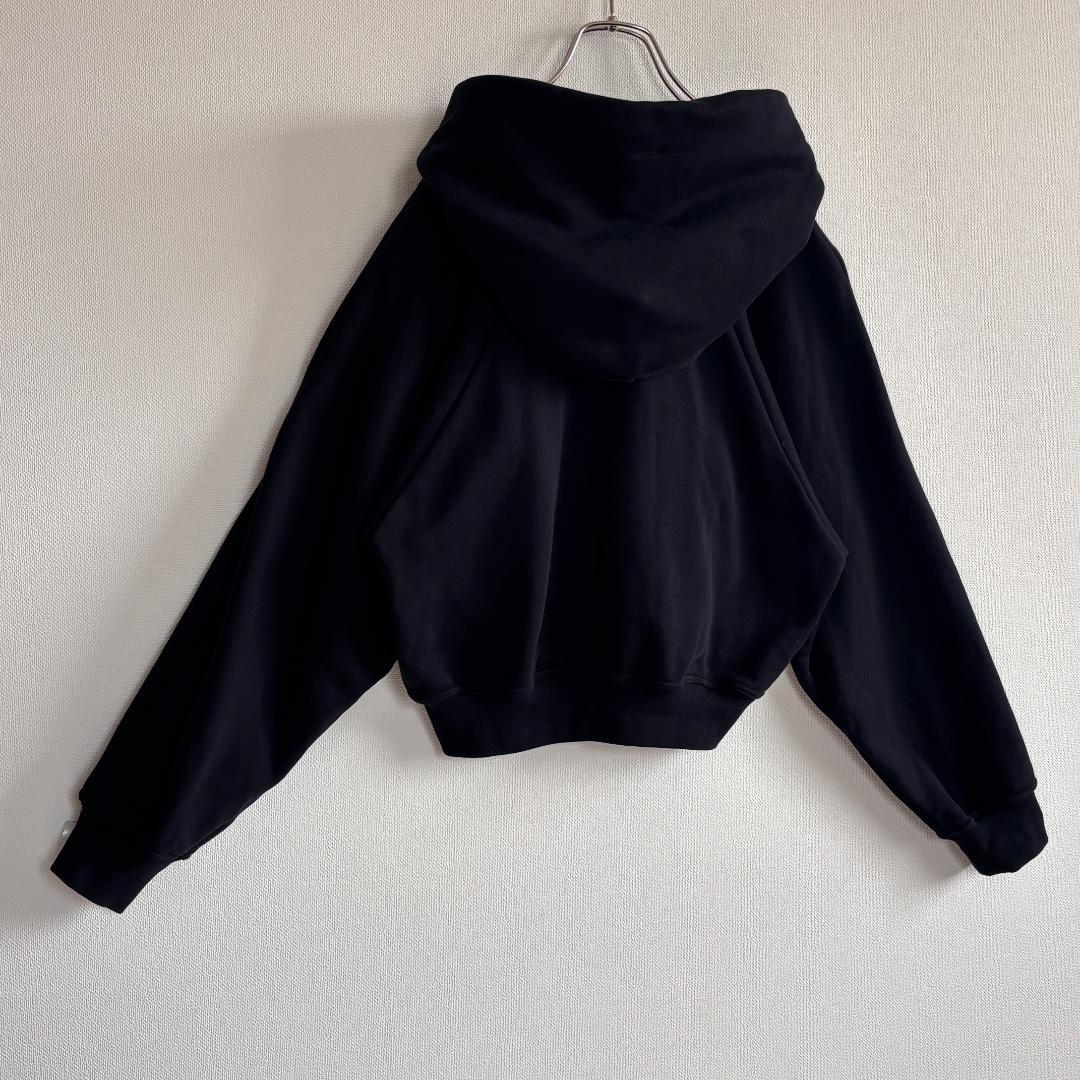 【超人気】PATOUパトゥ/パーカー/刺繍ロゴ/ロングドローストリング/黒/M