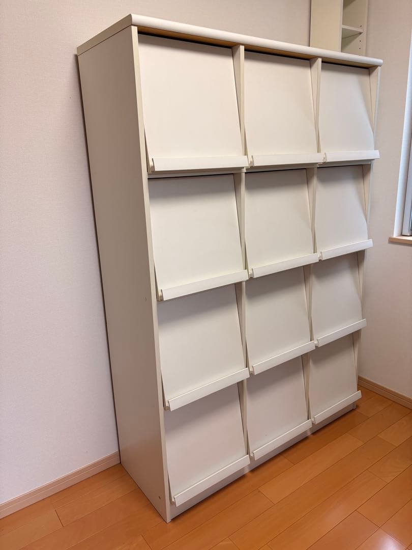 Morris　ホワイトスライド式本棚 12個収納