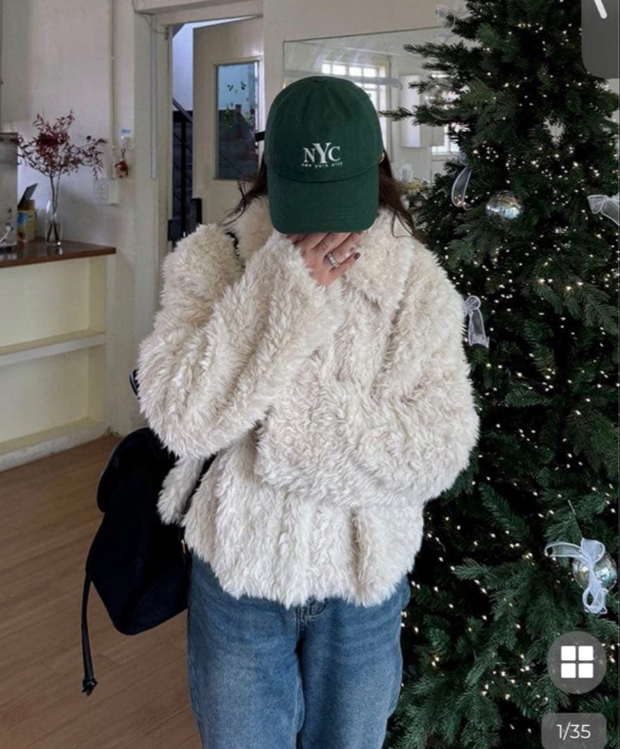 nugu ボアセミクロップドファージャケット アウター