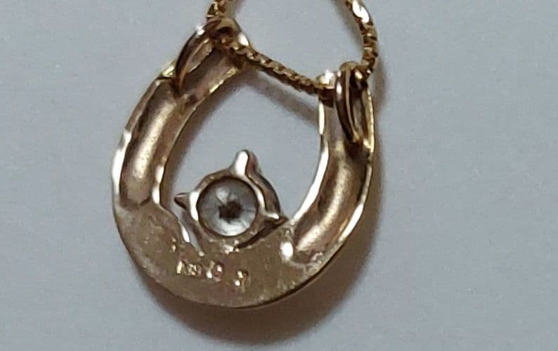 K18　1Pダイヤモンド 0.1ct 馬蹄 ネックレス　　アンティーク