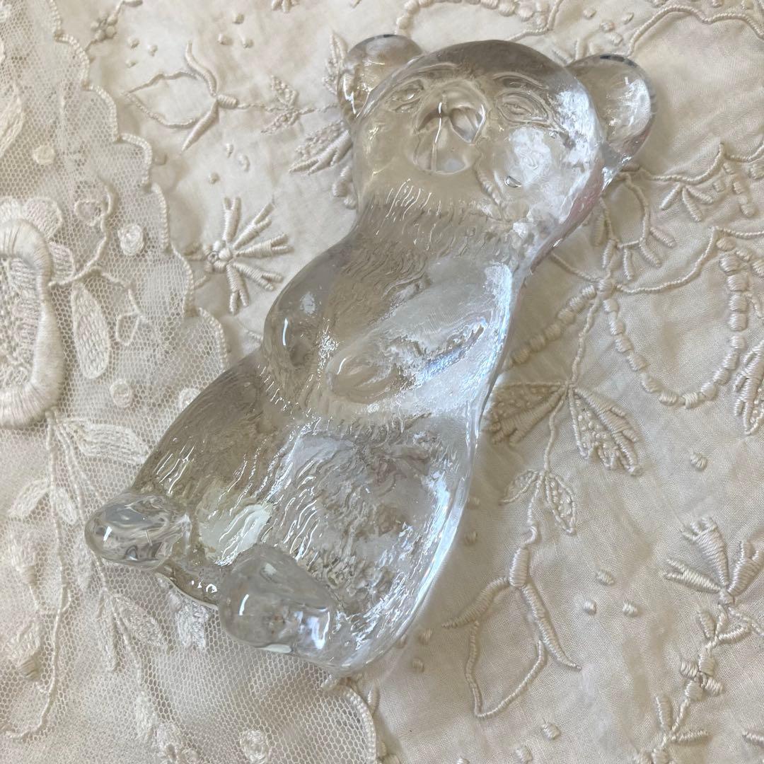 北欧ヴィンテージ　エダクリスタル社　クマさんのガラスオブジェ　　ペーパーウェイト