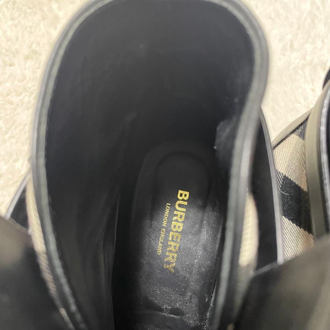 現行モデル BURBERRY バーバリー チェック＆レザー ヒールブーツ
