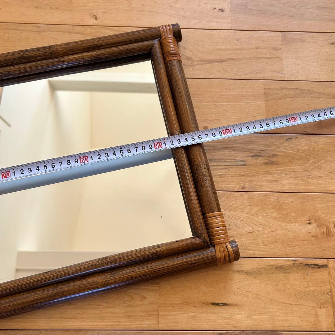 ☆アンティーク☆ビンテージ　ラタン　姿見　96cm 籐　鏡　ミラー