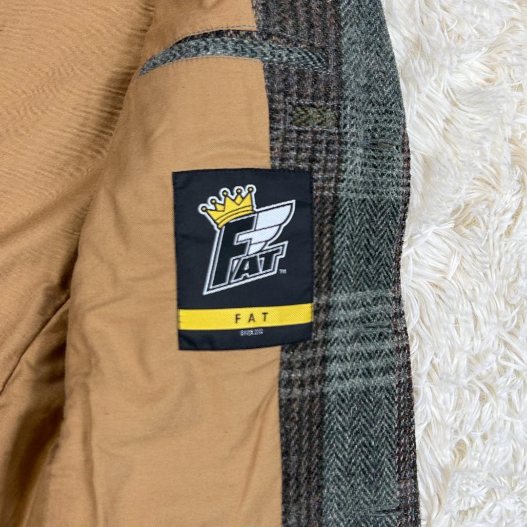 極美品 ハリスツイード FAT パッチワーク テーラードジャケット グレー