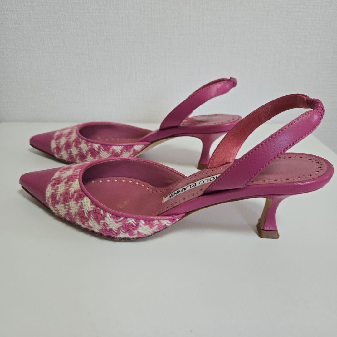 MANOLO BLAHNIK ピンクスリングバックミュール
