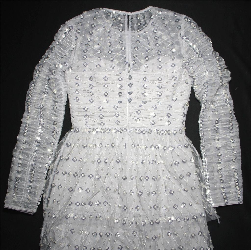 y*m様 セルフポートレイト ティアード ワンピース スパンコール グレー UK