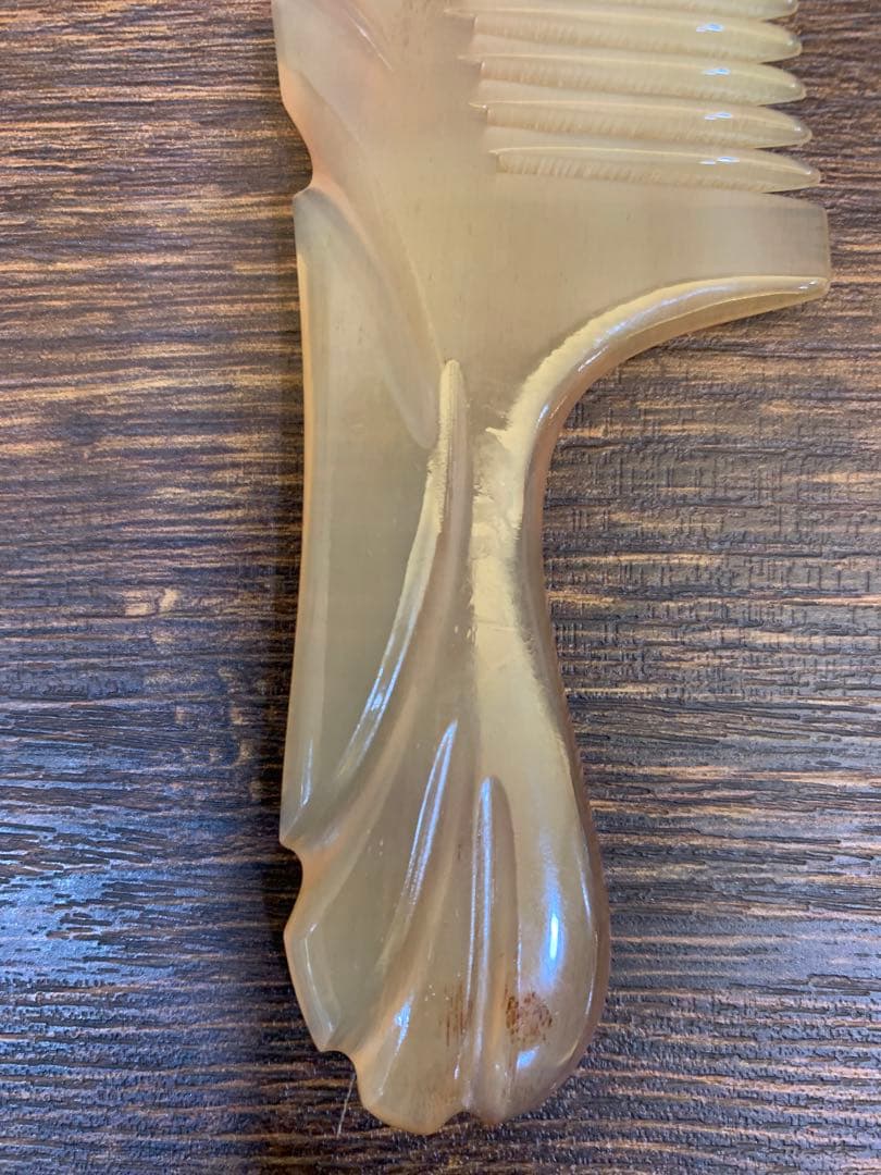 シープホーンコームポケットタイプ　ハンドル付き　天然角　羊角　ナチュラルホーン